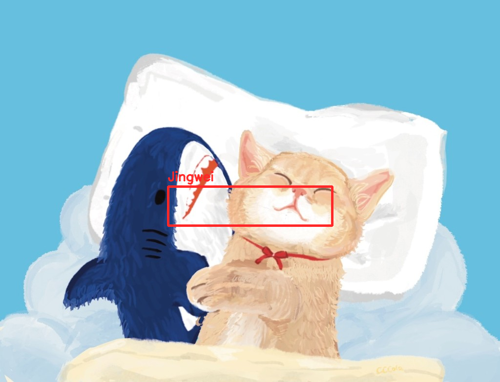 Cat locator: red box on the dotted Jingwei on the face